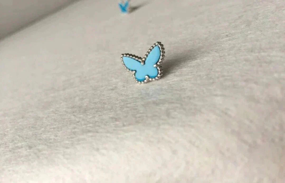 [ROYAL]BUTTERFLY TURQUOISE EARRINGS SILVER