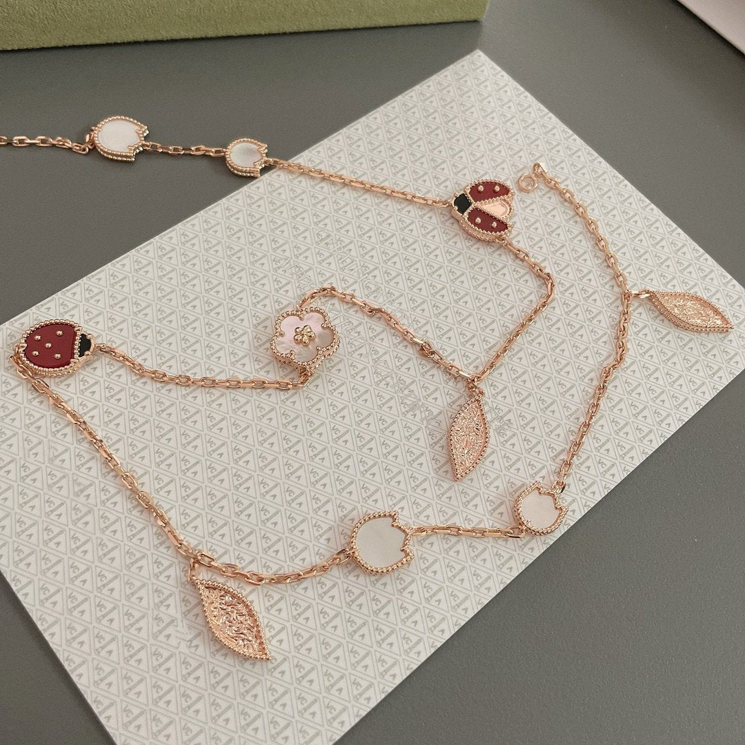 [ROYAL]LUCKY SPRING 15 MOTIFS ROSE GOLD NECKLACE