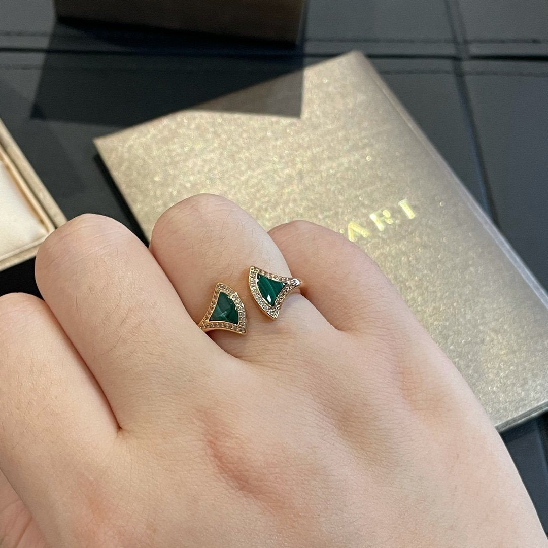 [ROYAL]DREAM MALACHITE DIAMOND OPEN RING