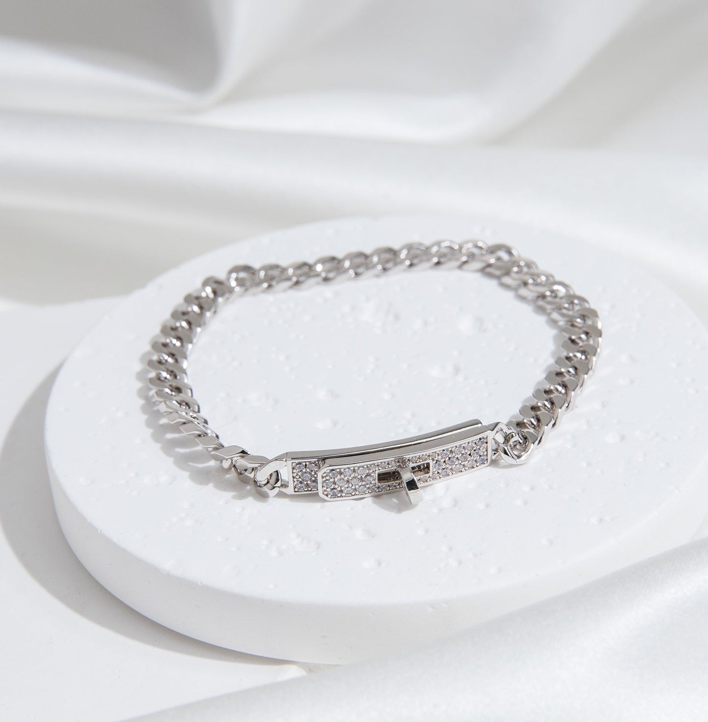 [ROYAL]KELLY CHAIN SILVER DIAMOND BRACELET