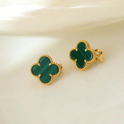 [ROYAL]CLOVER MEDIUM 1 MOTIFS MALACHITE  EARRINGS