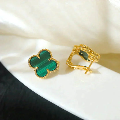 [ROYAL]CLOVER MEDIUM 1 MOTIFS MALACHITE  EARRINGS