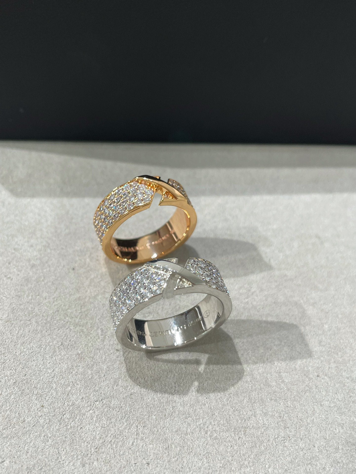 [ROYAL]LIENS EVIDENCE PINK GOLD DIAMOND PAVED RING