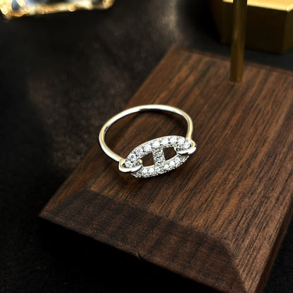 [LUXE] KLEINER RUNDER SILBERRING MIT DIAMANTEN