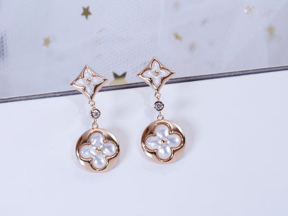 [ROYAL]STAR AND SUN PINK GOLD MOP DROP EARRINGS