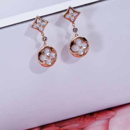 [ROYAL]STAR AND SUN PINK GOLD MOP DROP EARRINGS