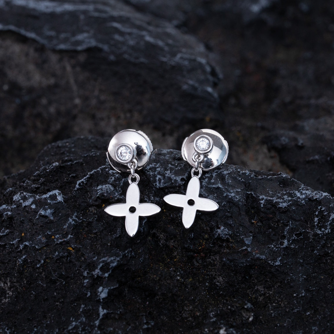 [ROYAL]VIDYLLE SILVER DIAMOND MINI DROP EARRINGS