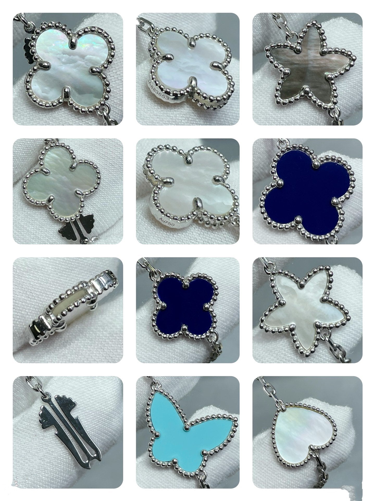 [ROYAL]LUCKY CLOVER SILVER 11 MOTIF NECKLACE