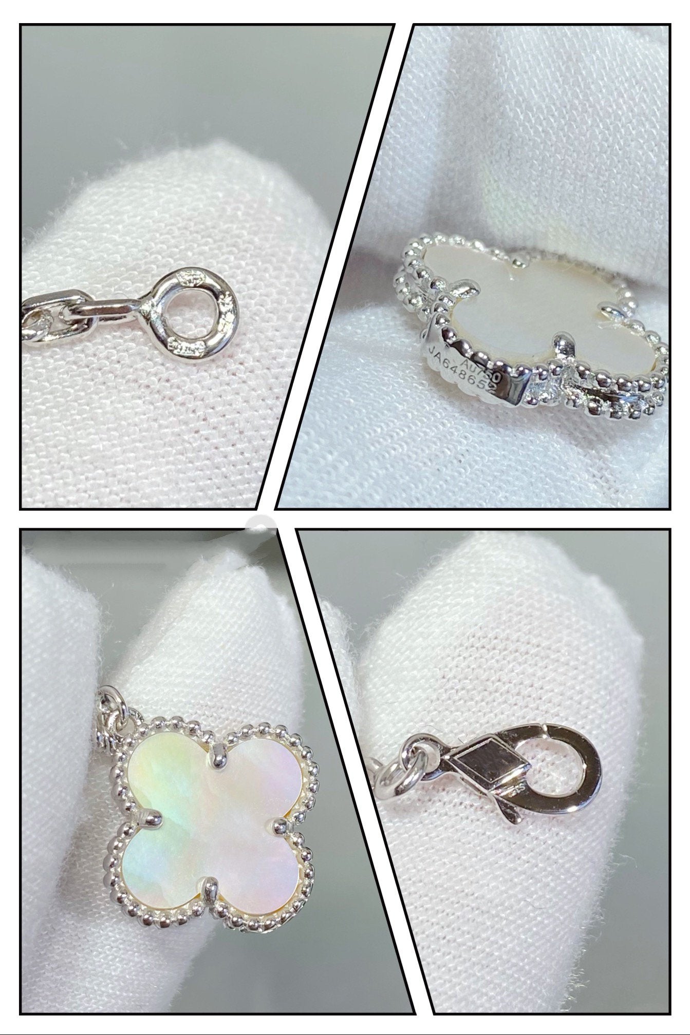 [ROYAL]CLOVER 5 MOTIF WHITE MOP SILVER BRACELET