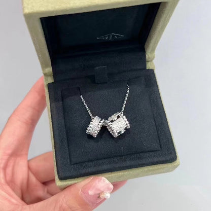 [ROYAL]PERLEE DOUBLE PENDANT SILVER DIAMOND NECKLACE