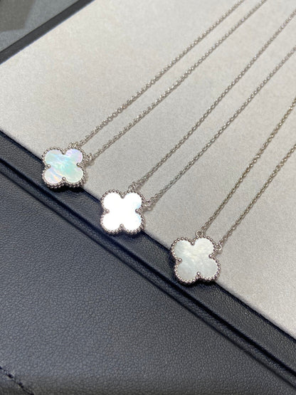 [ROYAL]CLOVER MEDIUM SILVER WHITE MOP NECKLACE