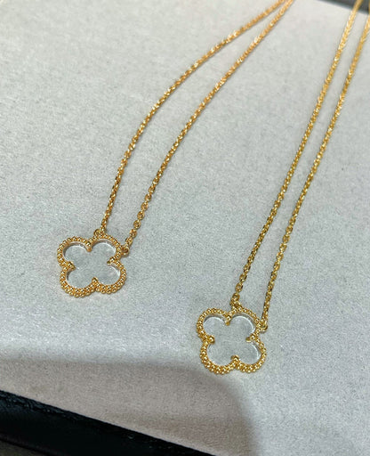 [Royal]CLOVER ROCK CRYSTAL ROSE GOLD NECKLACE