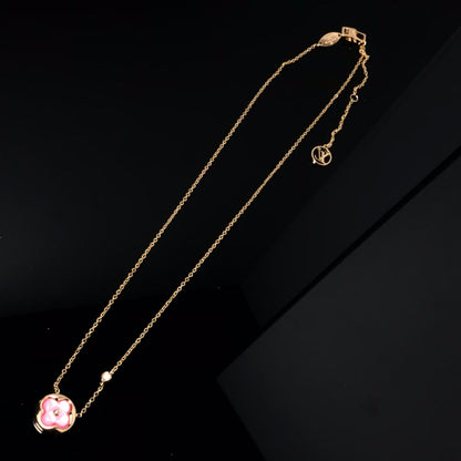 [ROYAL]LV COLOR BLOSSOM PINK MOP SUN GOLD NECKLACE