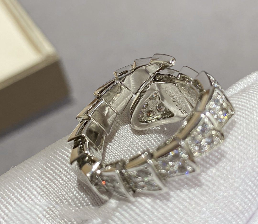 [ROYAL]SERPENTI LARGE RING SILVER DIAMOND PAVED