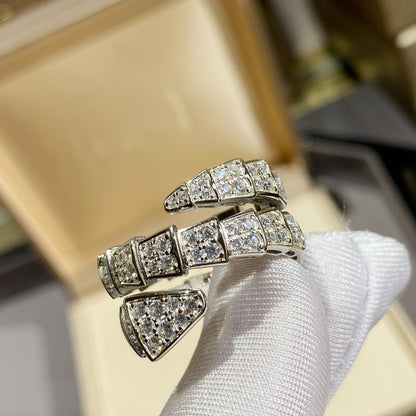 [ROYAL]SERPENTI DOUBLE RING SILVER DIAMOND PAVED