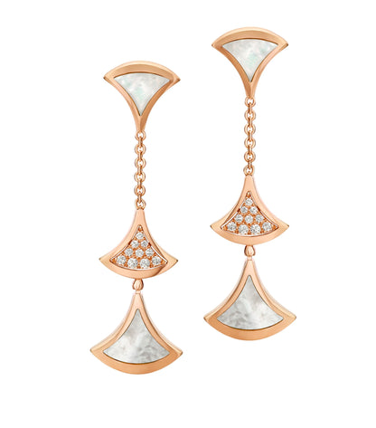 [ROYAL]DREAM EARRINGS 3 MOTIFS DIAMOND MOP PINK GOLD