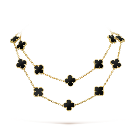 [ROYAL]CLOVER 20 MOTIFS ONYX NECKLACE