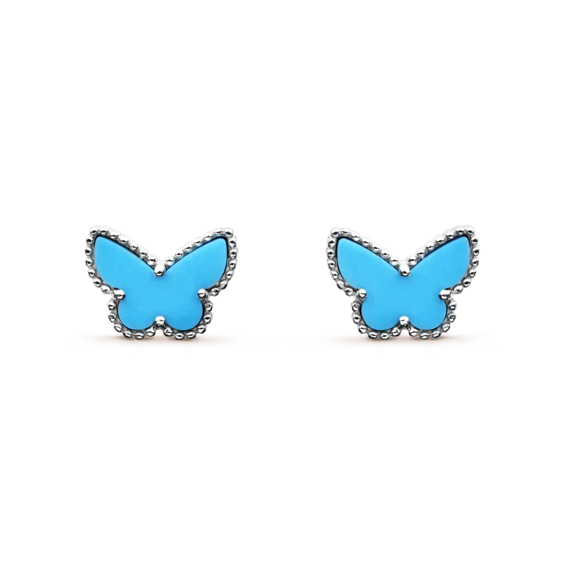 [ROYAL]BUTTERFLY TURQUOISE EARRINGS SILVER