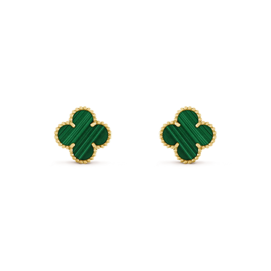 [ROYAL]CLOVER MEDIUM 1 MOTIFS MALACHITE  EARRINGS