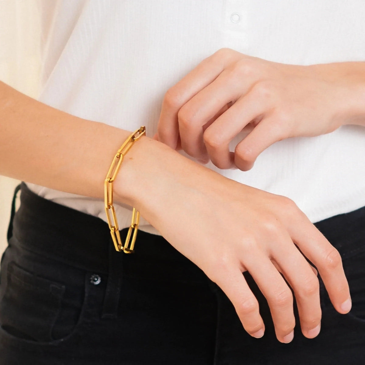 [Royal&Vicky]Asta Gold Büroklammer-Kettenarmband
