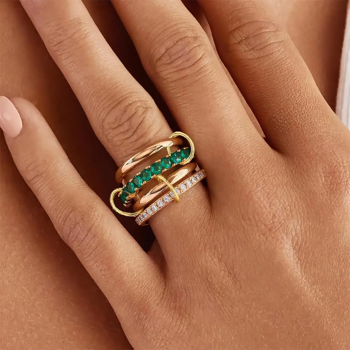 [Royal&Vicky]Imani Stacked Diamond Ring