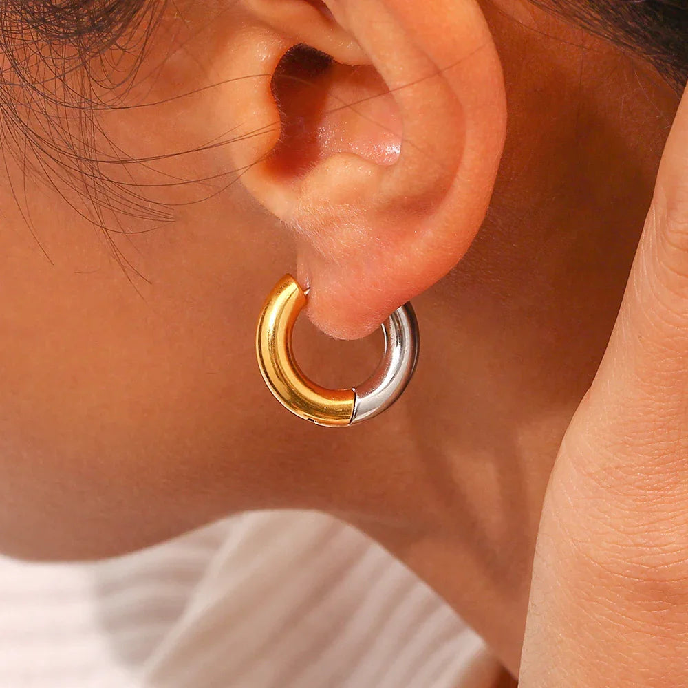 [Royal&Vicky]Ingrid Two Tone Hoop Earring
