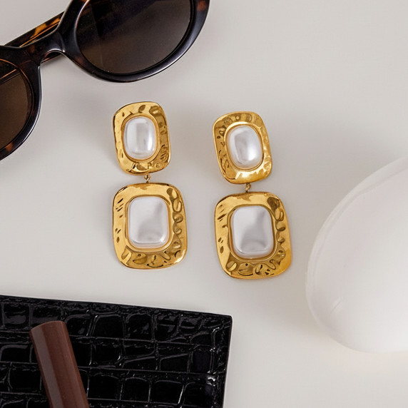 [Royal&Vicky]Trixie Chunky Pearl Drop Earrings