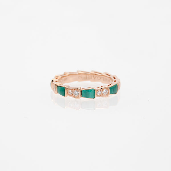 [ROYAL]SERPENTI RING PINK GOLD MALACHITE DIAMOND 3MM