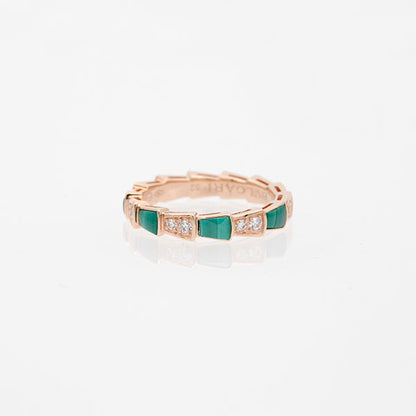 [ROYAL]SERPENTI RING PINK GOLD MALACHITE DIAMOND 3MM