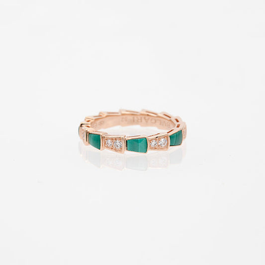 [ROYAL]SERPENTI RING PINK GOLD MALACHITE DIAMOND 3MM