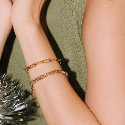 [Royal&Vicky]Asta Gold Büroklammer-Kettenarmband