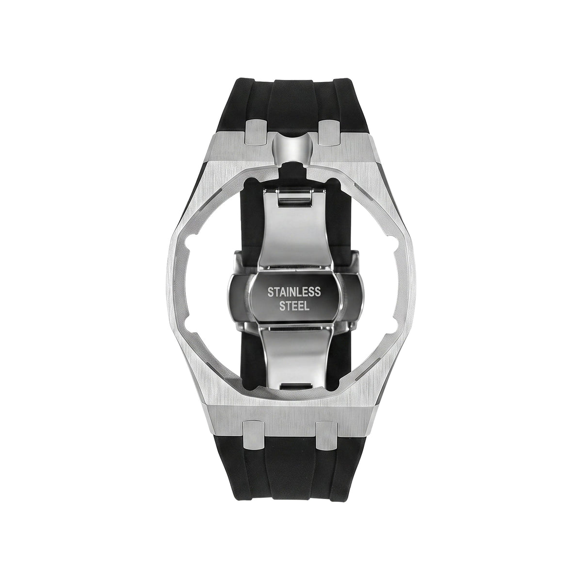 Royal&Vicky Strap Exklusives Stahlgehäuse und Silikonarmband mit Ladeschale