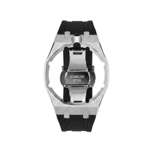 Royal&Vicky Strap Exklusives Stahlgehäuse und Silikonarmband mit Ladeschale