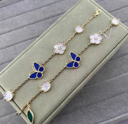 [Royal&Vicky ]LUCKY SPRING GOLD BLUESTONE WHITE MOTHER-OF-PEARL BRACELET