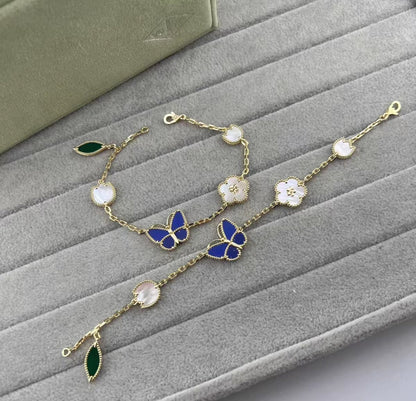 [Royal&Vicky ]LUCKY SPRING GOLD BLUESTONE WHITE MOTHER-OF-PEARL BRACELET