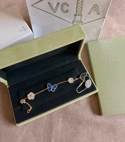 [Royal&Vicky ]LUCKY SPRING GOLD BLUESTONE WHITE MOTHER-OF-PEARL BRACELET