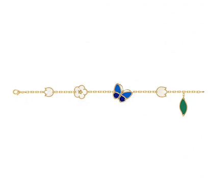 [Royal&Vicky ]LUCKY SPRING GOLD BLUESTONE WHITE MOTHER-OF-PEARL BRACELET