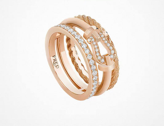 [Royal&Vicky]FORCE 10 RISE SERIES LARGE-SIZED 18K GOLD HALF-SET DIAMOND RING