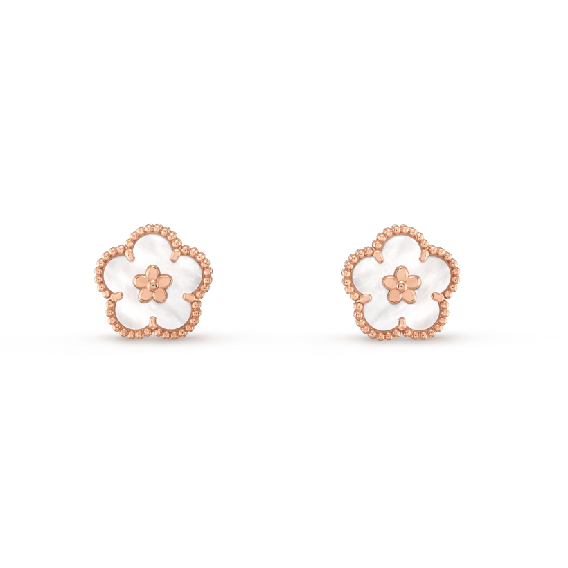 [ROYAL]LUCKY PINK GOLD WHITE MOP EARRINGS