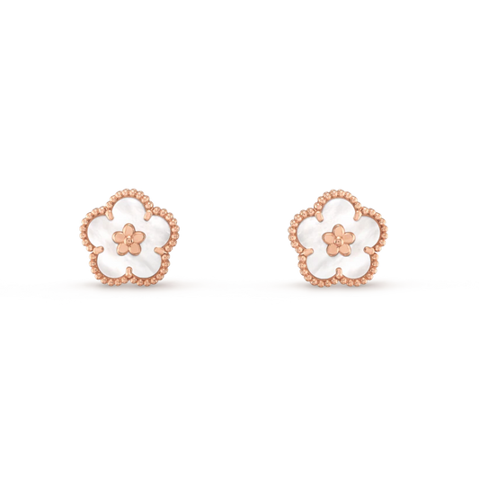 [ROYAL]LUCKY PINK GOLD WHITE MOP EARRINGS