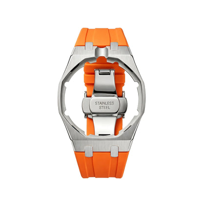 Royal&Vicky Strap Exklusives Stahlgehäuse und Silikonarmband mit Ladeschale