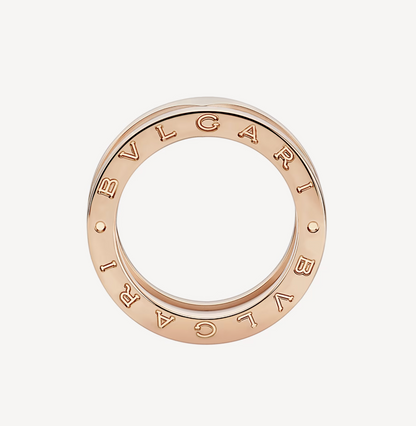 [LUXE]ZERO 1 RING AUS ZWEI BÄNDERN UND WEISSER KERAMIK-SPIRALE AUS ROSGOLD