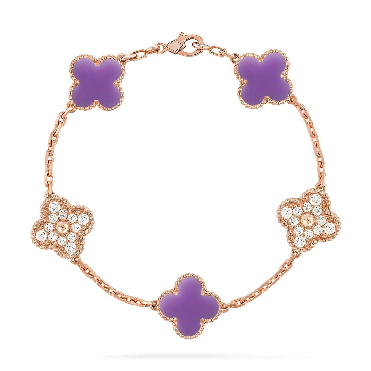 [Royal&Vicky]LUCKY CLOVER 5-MOTIF BRACELET - LAVENDER COLLECTION