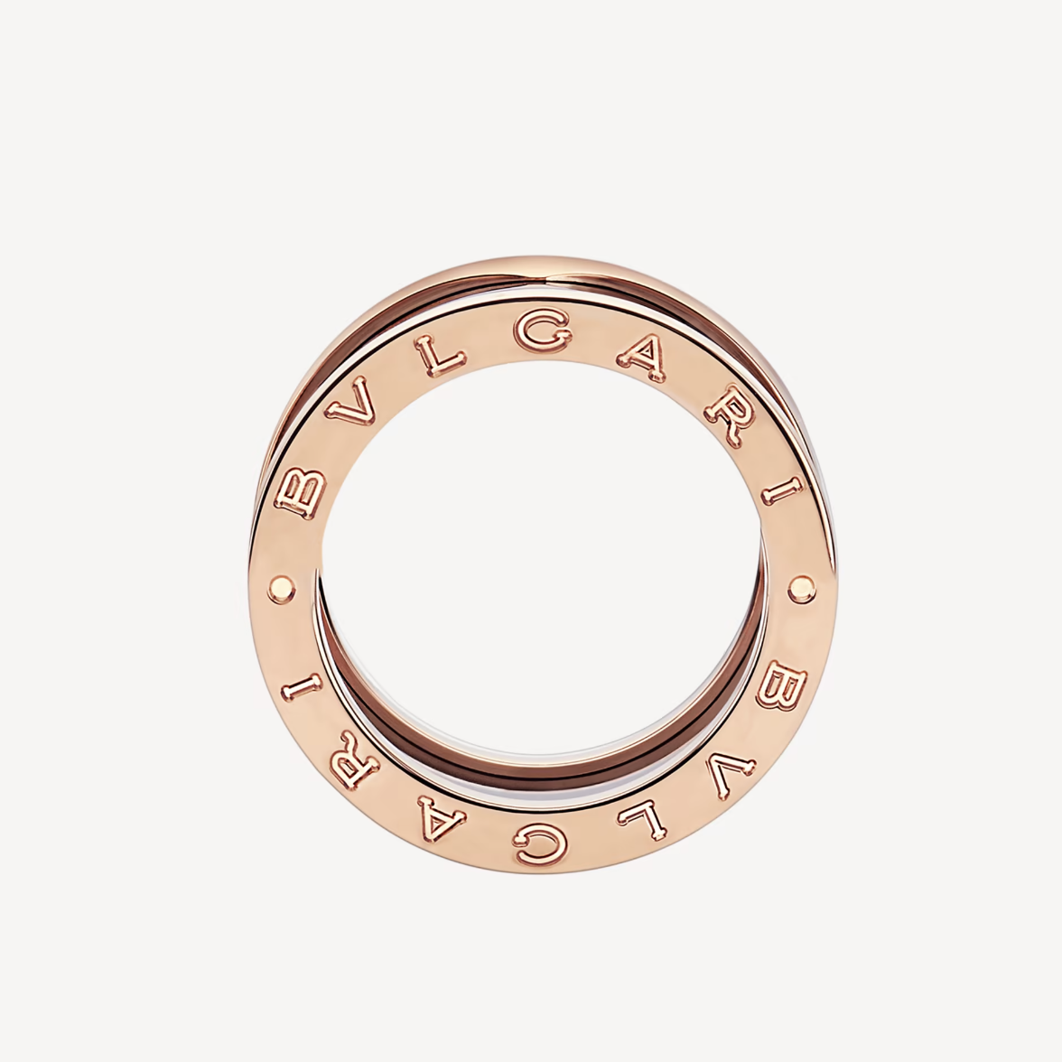 [LUXE]ZERO 1 RING AUS ROTGOLD MIT VIER BÄNDERN UND SCHWARZER KERAMIK-SPIRALE