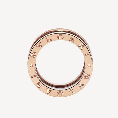 [ROYAL]ZERO 1 FOUR-BAND LOOPS AND BLACK CERAMIC SPIRAL PINK GOLD RING