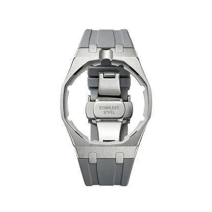 Royal&Vicky Strap Exklusives Stahlgehäuse und Silikonarmband mit Ladeschale