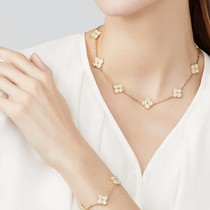 [Royal&Vicky]CLOVER 10 MOTIFS DIAMOND NECKLACE