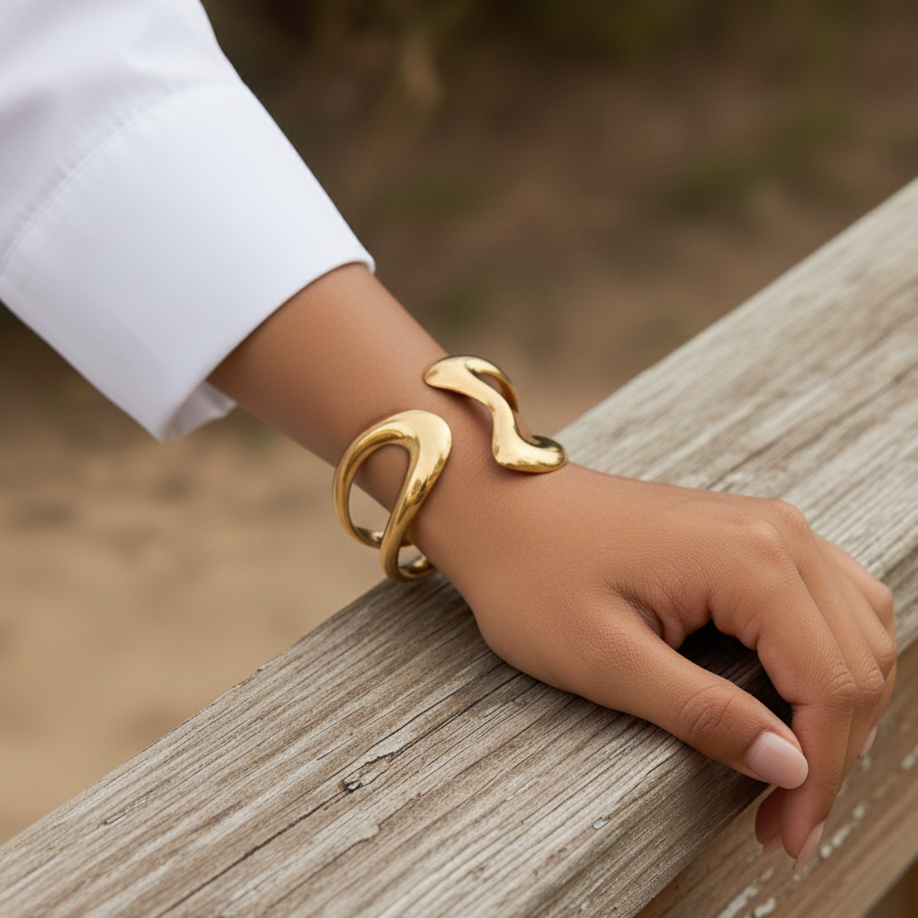 [Royal&Vicky]Lulu Sculpted Gold Bangle