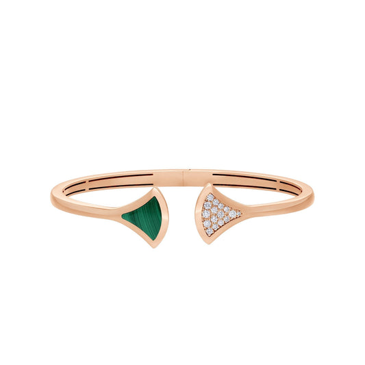 [ROYAL]DREAM BRACELET OPEN MALACHITE PINK GOLD