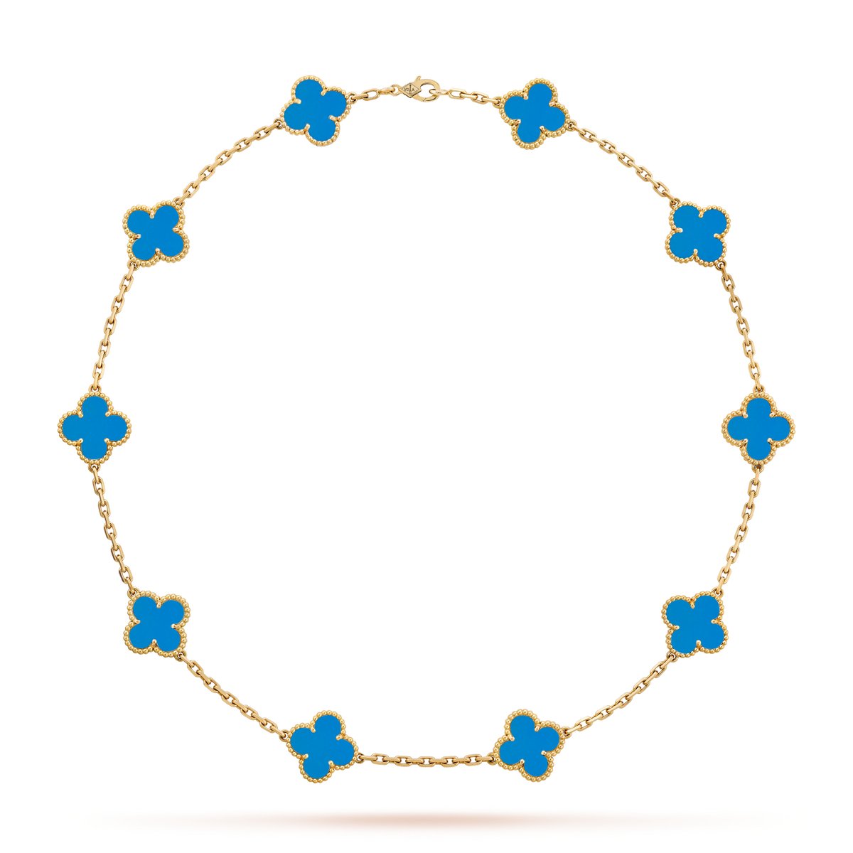 [Royal&Vicky]CLOVER 10 MOTIFS BLUE AGATE NECKLACE